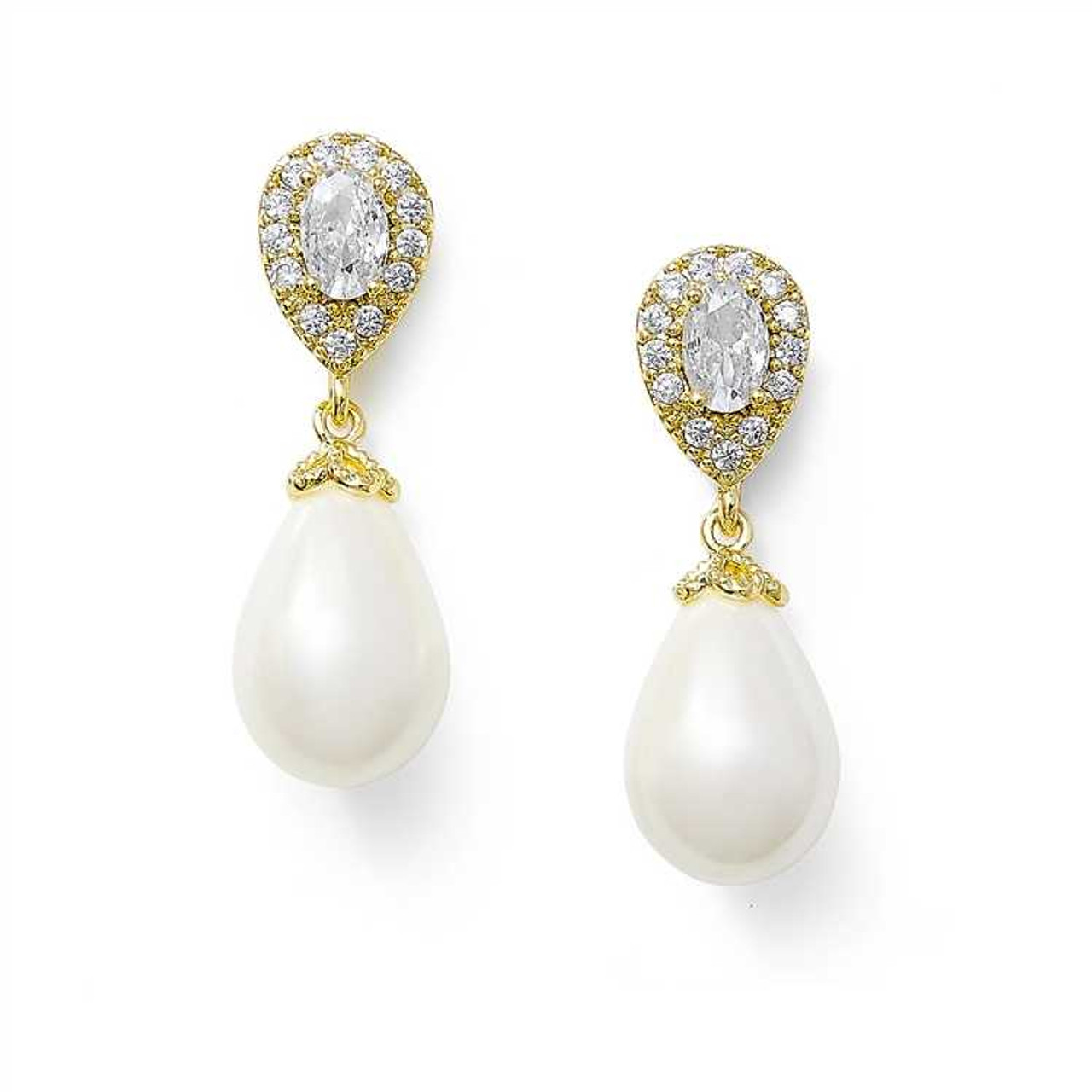Buy Pearl Slip-On Gold Plated Sterling Silver Drop Earrings by Mannash™  Jewellery